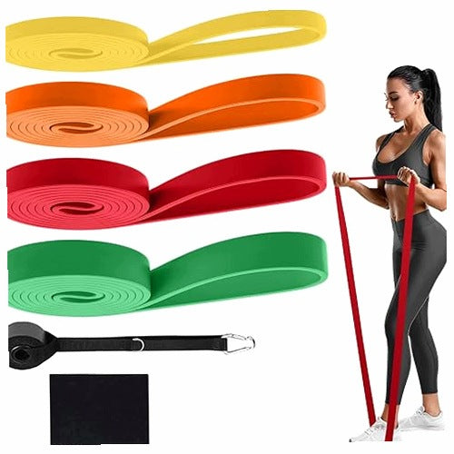 FITNESS RESISTANCE BANDS SET OF 4 WITH DOOR ANCHOR FOR MEN WOMEN