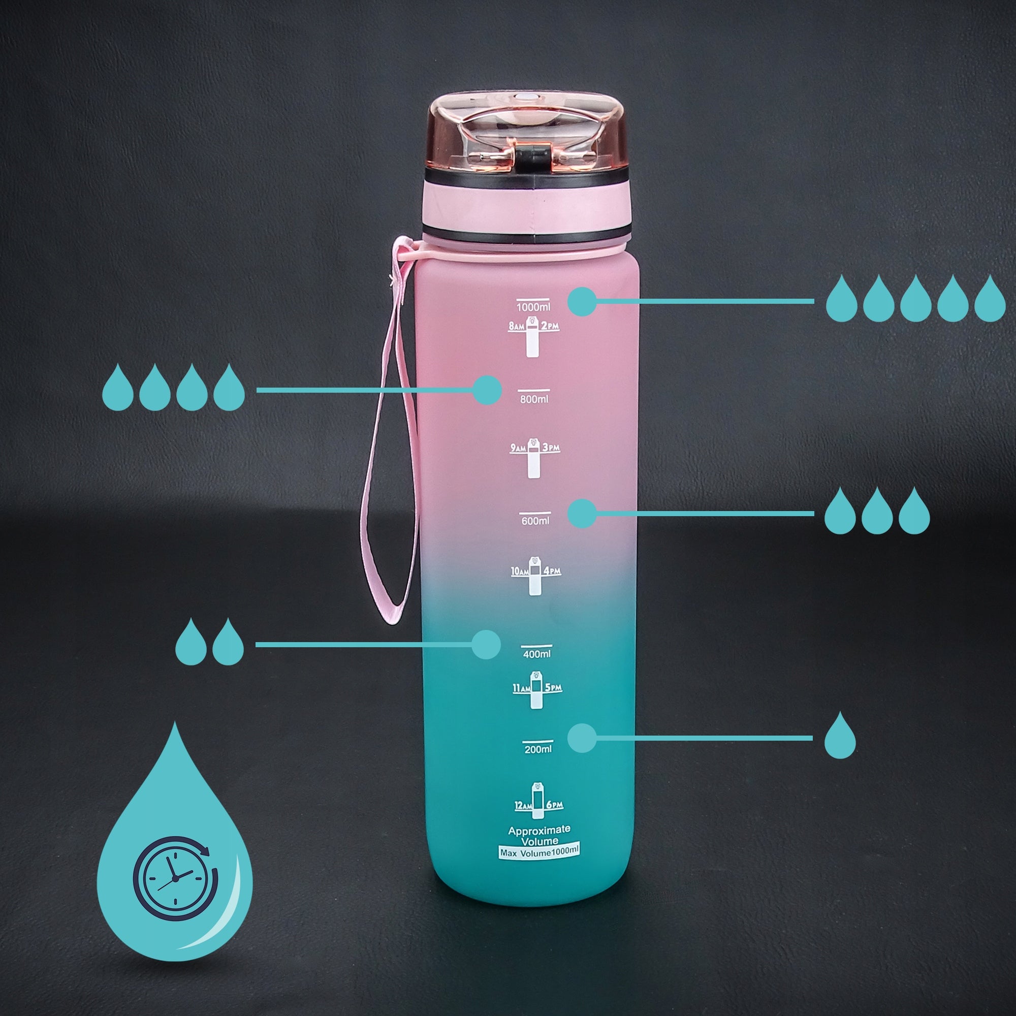 FITNESS SPORTS WATER Bottle 1L Tritan Motivational Measure BPA Free GRACIO Brand GRACIO MODA W TWOIM STYLU