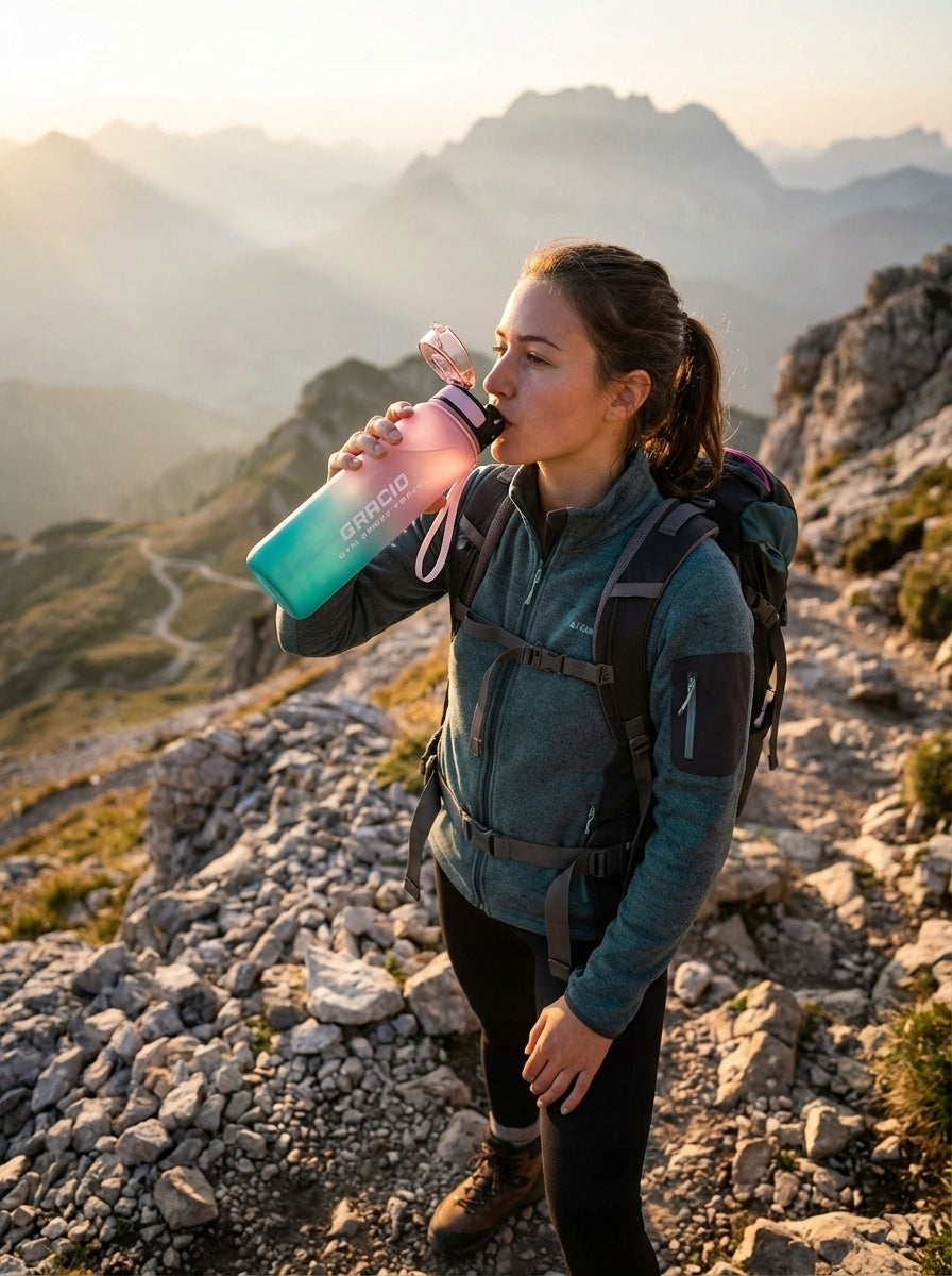FITNESS SPORTS WATER Bottle 1L Tritan Motivational Measure BPA Free GRACIO Kind water bottle