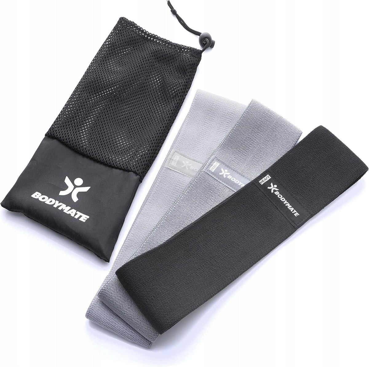 FITNESS TAPES WITH RESISTANCE RUBBER MATERIAL FOR WORKOUT EXERCISES 3 PIECES GREY