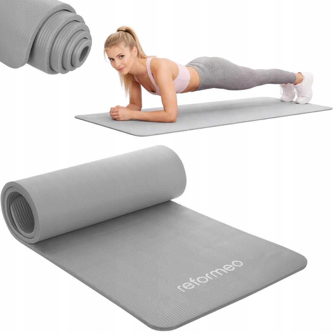 FITNESS YOGA EXERCISE MAT PILATES SOFT 1,5 CM NBR GREY REFORMEO