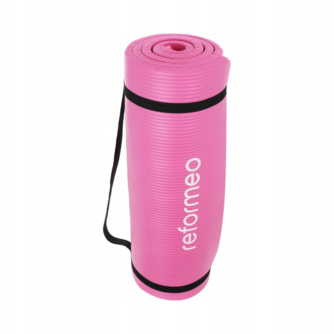 FITNESS YOGA EXERCISE MAT PILATES SOFT 1,5 CM NBR PINK REFORMEO Packaging status original