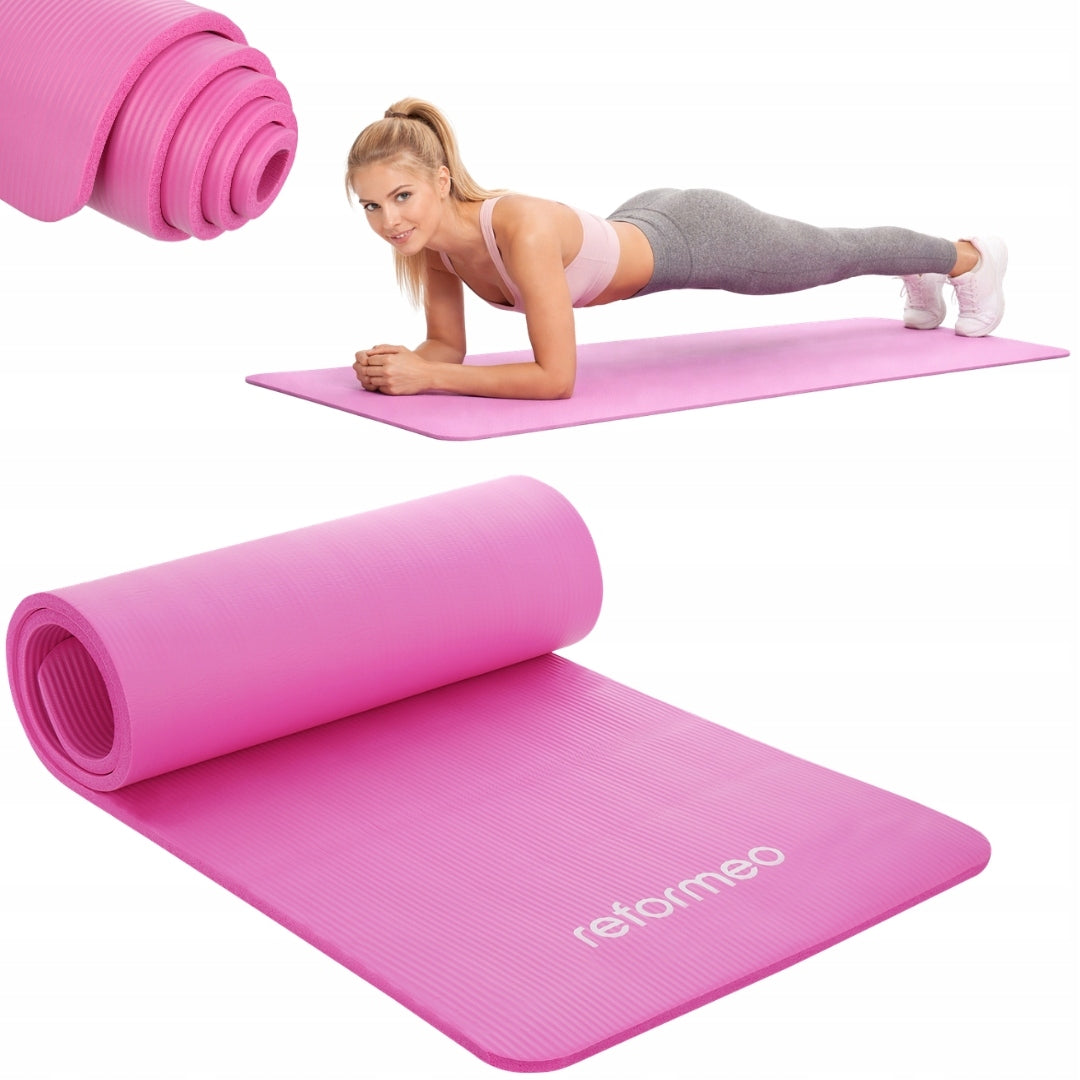 FITNESS YOGA EXERCISE MAT PILATES SOFT 1,5 CM NBR PINK REFORMEO