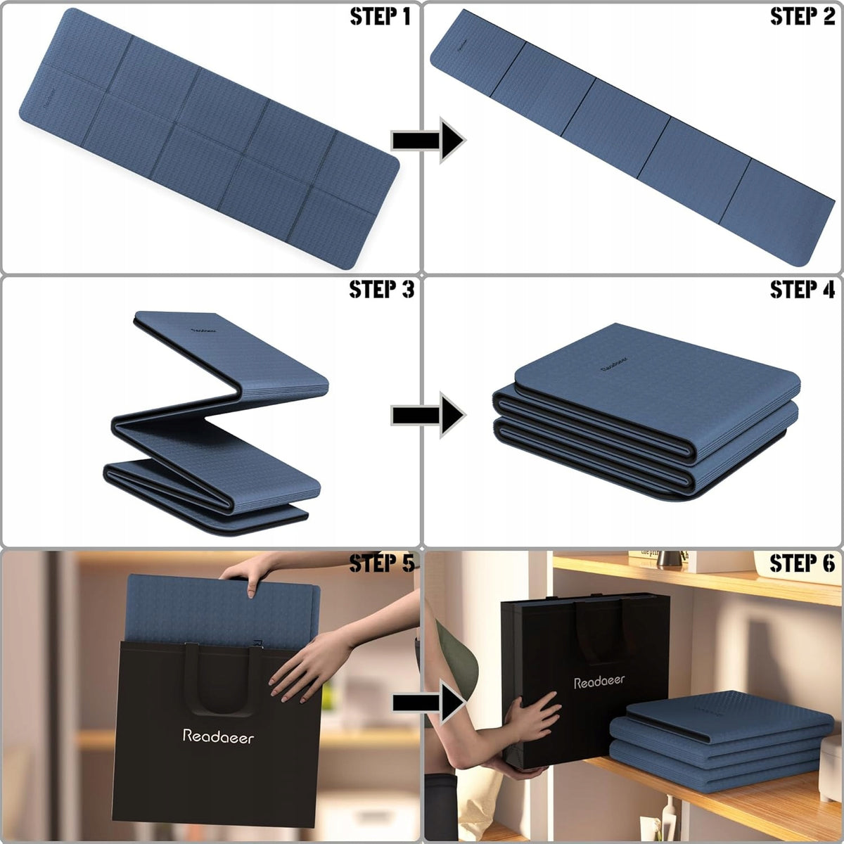 FITNESS YOGA MAT FOR TRAINING FOLDING ANTI-SLIP MAT 183 X 61 CM Packaging status original