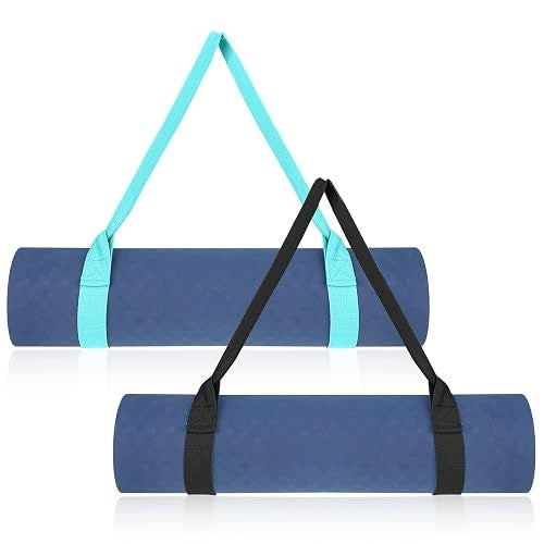 FITNESS YOGA MAT WITH ADJUSTABLE STRAP BLACK SEA 155CM for home