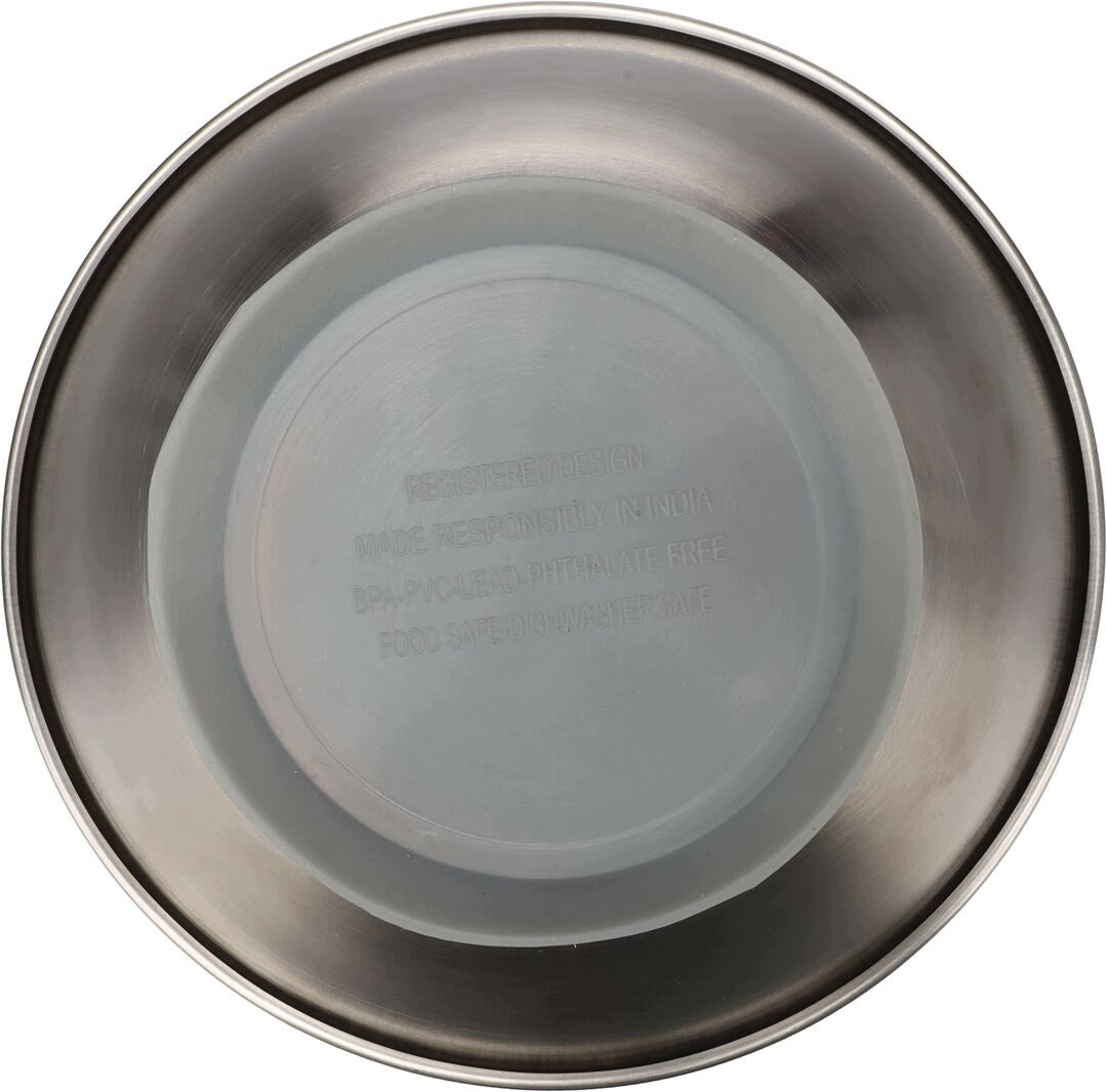FLAMINGO-561788 ROUND FEEDING BOWL SILVER 18,5x7,5CM 550ML Manufacturer code 561788