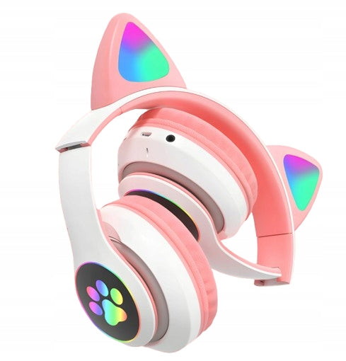 FLANI CHILDREN'S ON-EAR HEADPHONES BLUETOOTH LED RGB CAT EARS PINK Manufacturer code FLANI423
