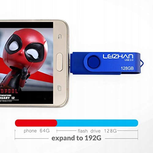 FLASH DRIVE 128GB USB 2.0 MICRO 2IN1 ROTATING FOR SMARTPHONE home gift Brand no brand