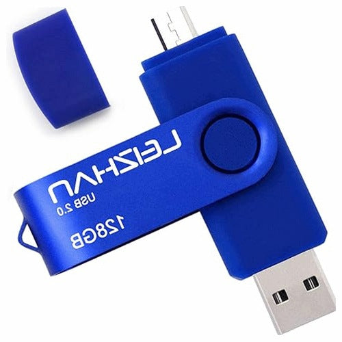 FLASH DRIVE 128GB USB 2.0 MICRO 2IN1 ROTATING FOR SMARTPHONE home gift