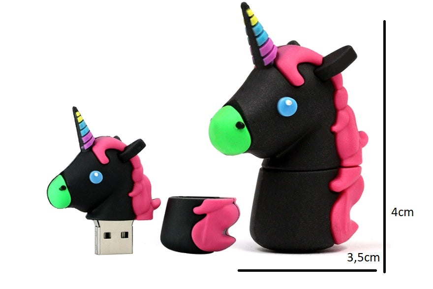 FLASH DRIVE 32 GB 3.0 USB UNICORN PONY BLACK Color black
