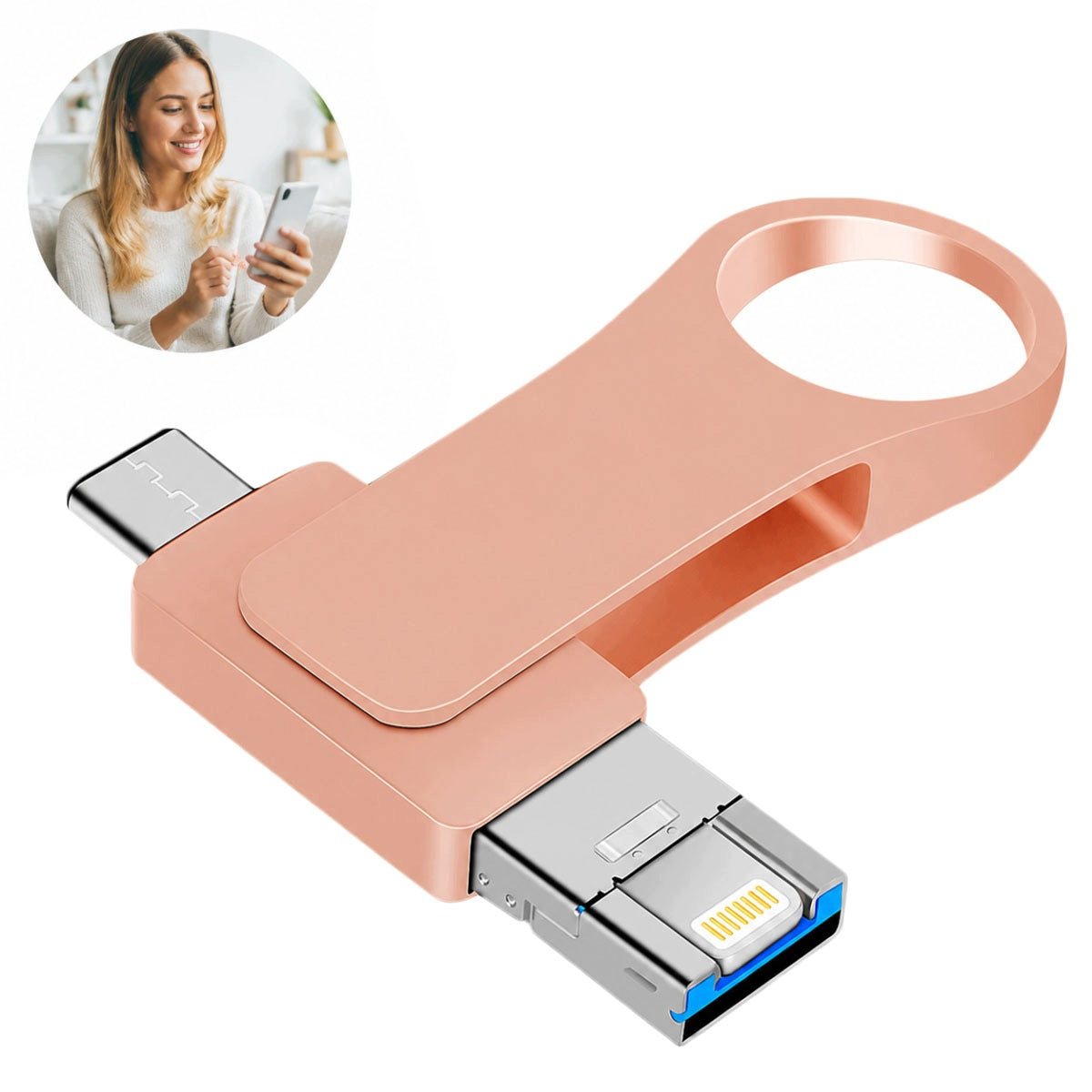 FLASH DRIVE 512GB LIGHTNING USB-C USB 3.0 FOR IPHONE ANDROID PC MAC RÓ