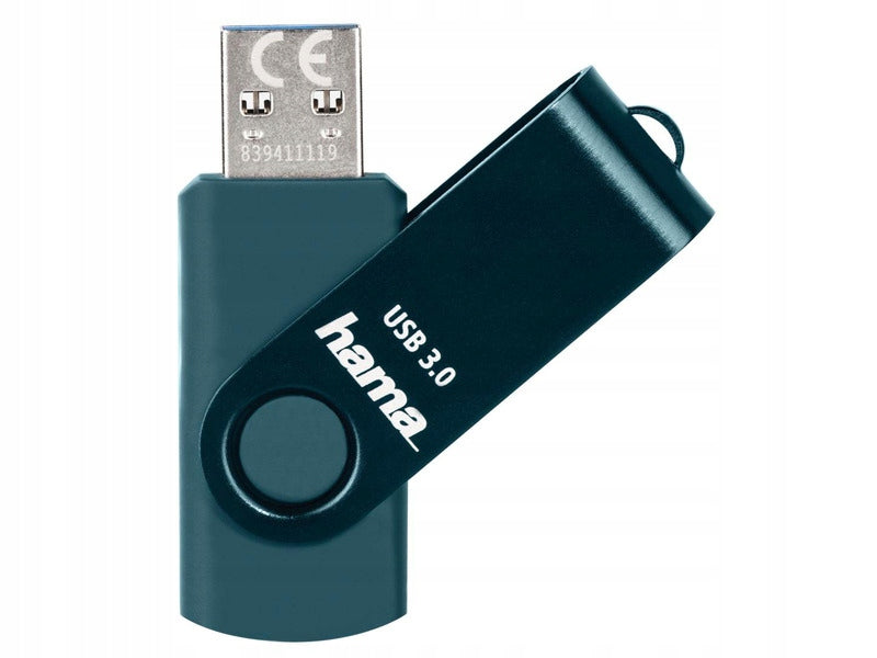 FLASH MEMORY 128GB HAMA ROTATE USB 3.0 BLUE