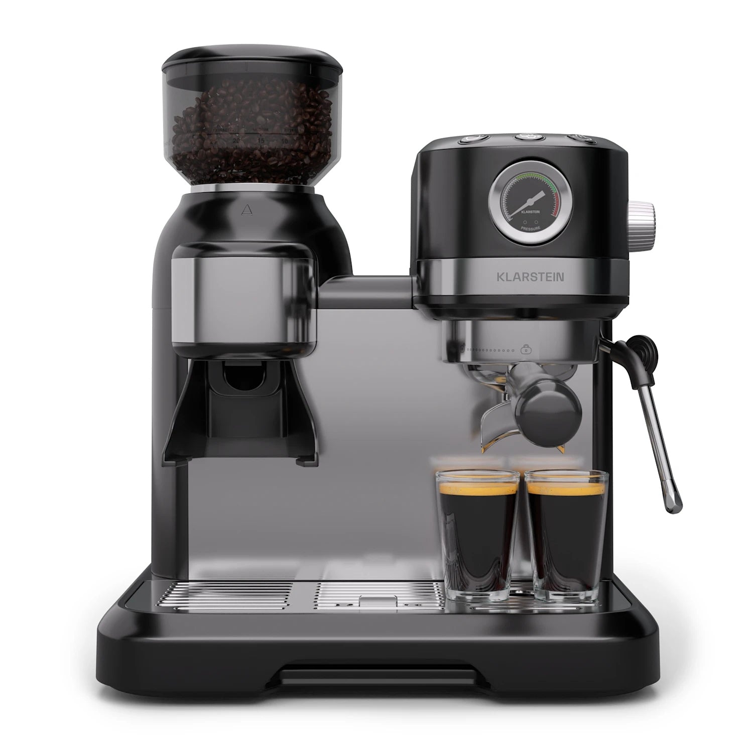 FLASK PRESSURE COFFEE MAKER KLARSTEIN 19BAR 1550W FROTHER GRINDER