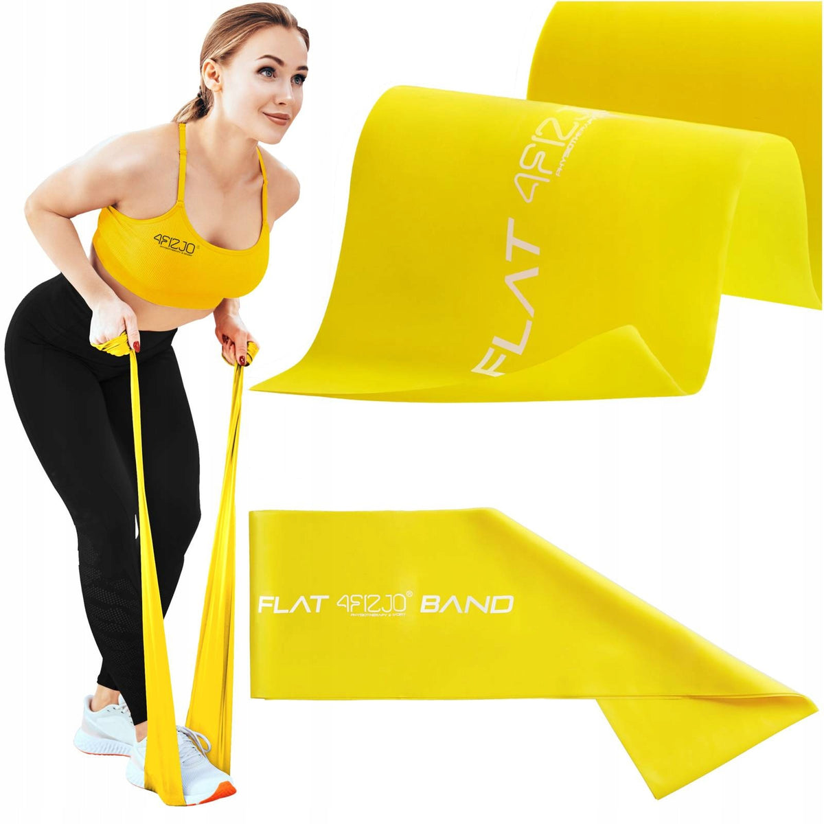 FLAT BAND 2m 4FIZJO 1-2 kg Exercise Rubber YELLOW