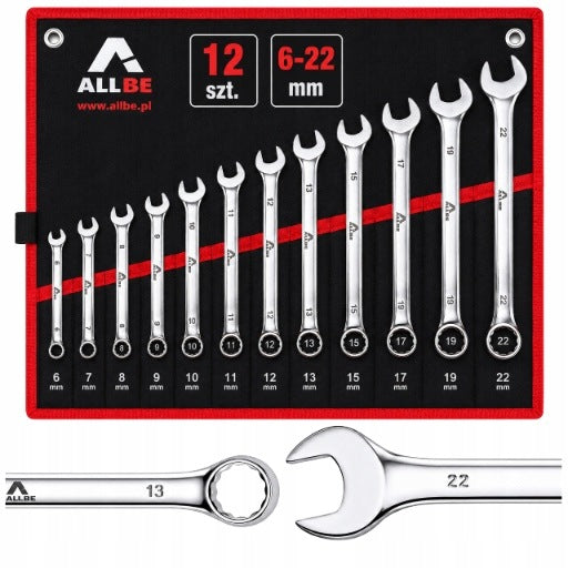 FLAT EYE WRENCHES 6-22MM WRENCH SET 12PCS ON SHEET 13, 10, 15, 17