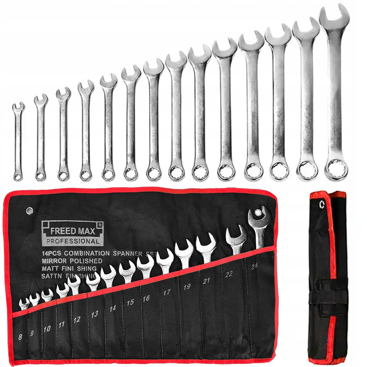FLAT EYE WRENCHES 8-24 SET OF FLAT WRENCHES IN COVER SET 14 EL.