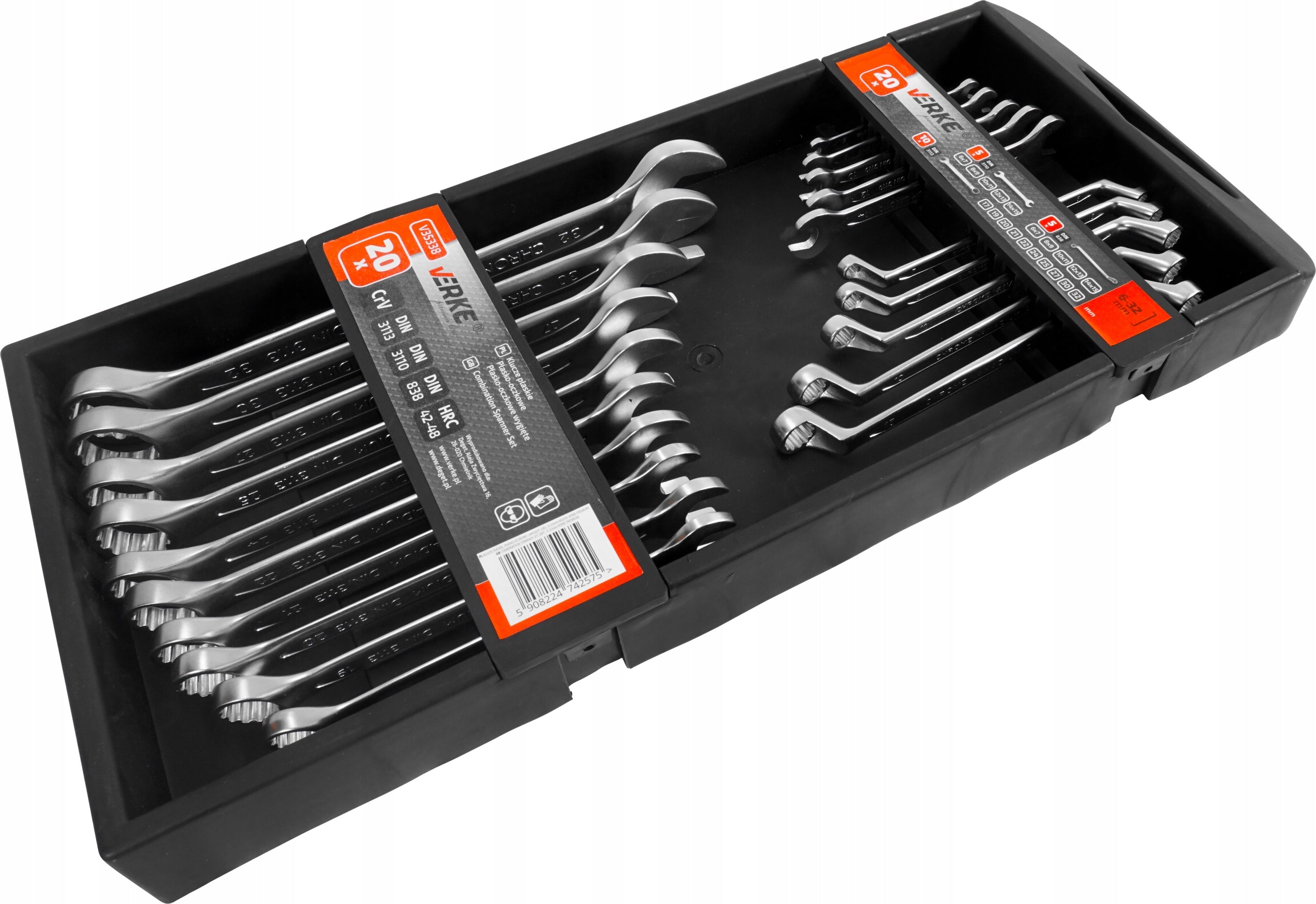FLAT EYE WRENCHES BENT FLAT WRENCH SET 6-32mm 20EL Product weight with unit packaging 5.8 kg