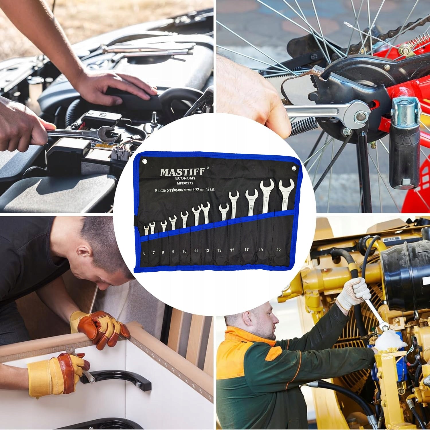 FLAT EYE WRENCHES SET OF FLAT EYE WRENCHES IN CASE 6-22 MM 12 PCS. Product weight with unit packaging 0.7 kg