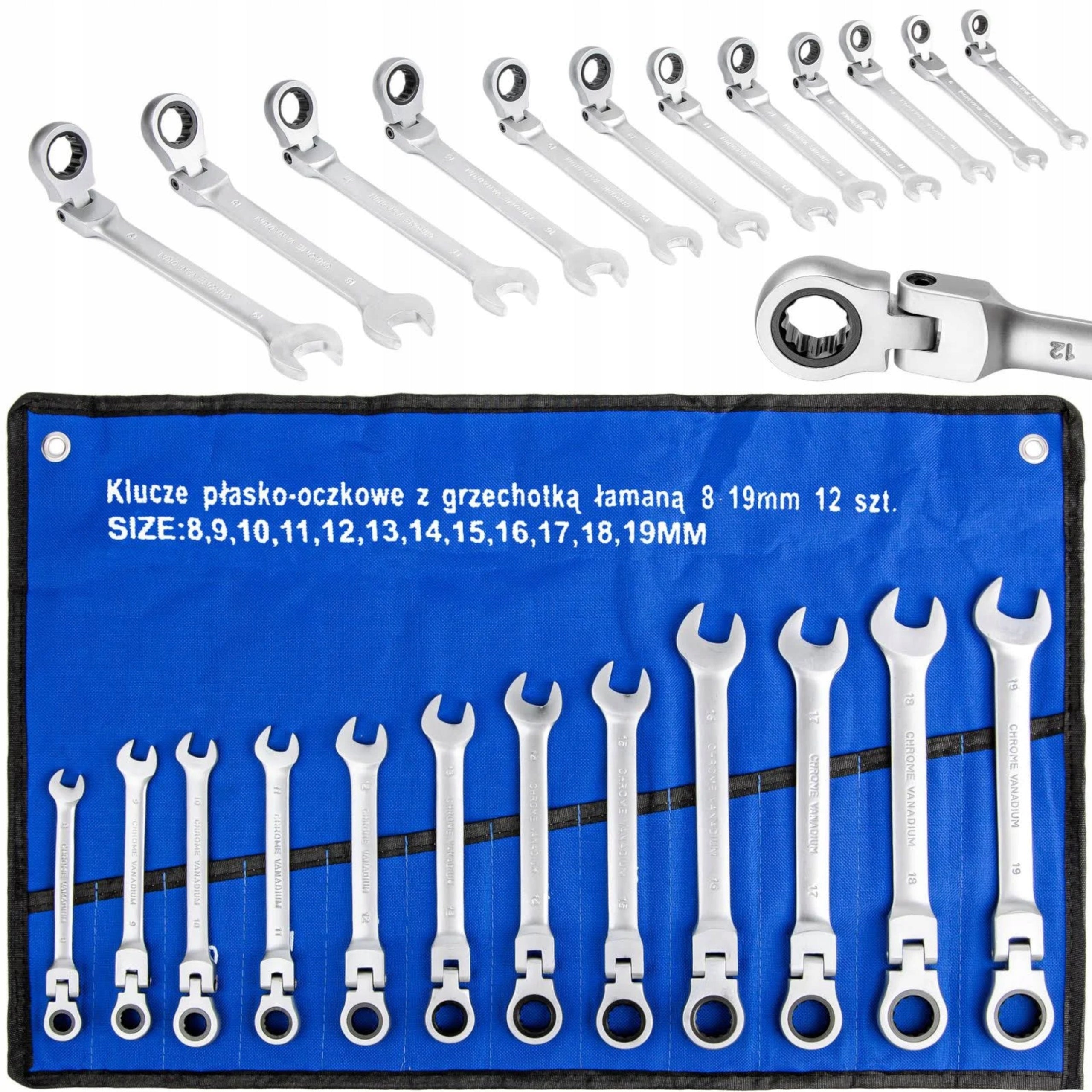 FLAT EYE WRENCHES WITH RATCHET BROKEN 8-19MM 12el SET OF KEYS EAN (GTIN) 605848289879