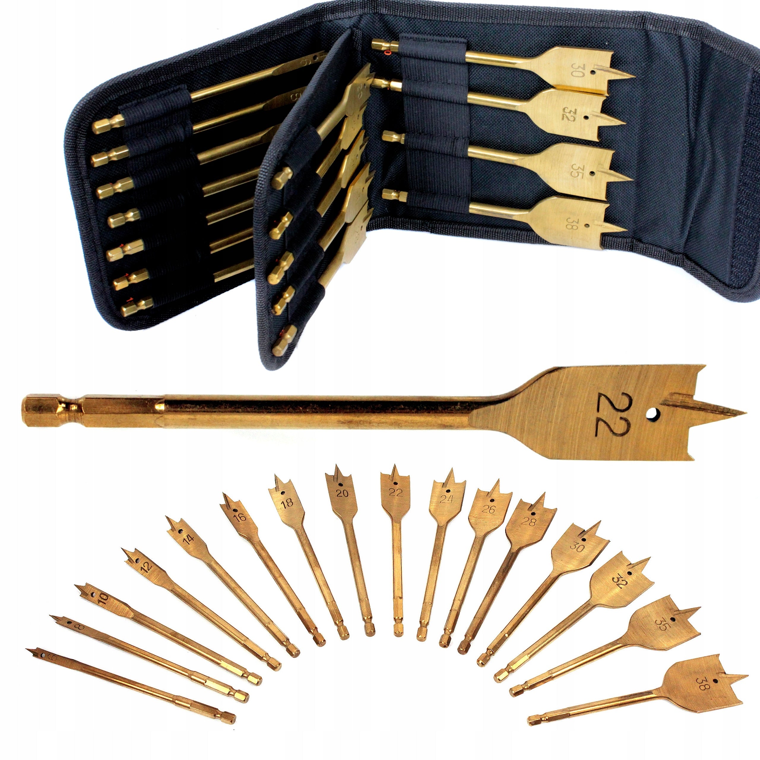 FLAT FEATHER BLADE DRILL BITS FOR WOOD 16PCS