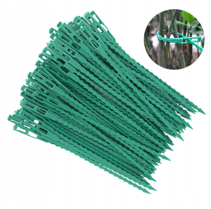 FLAT GARDEN BANDS FOR FASTENING PLANTS BRANCHES GREEN 23cm 100pcs