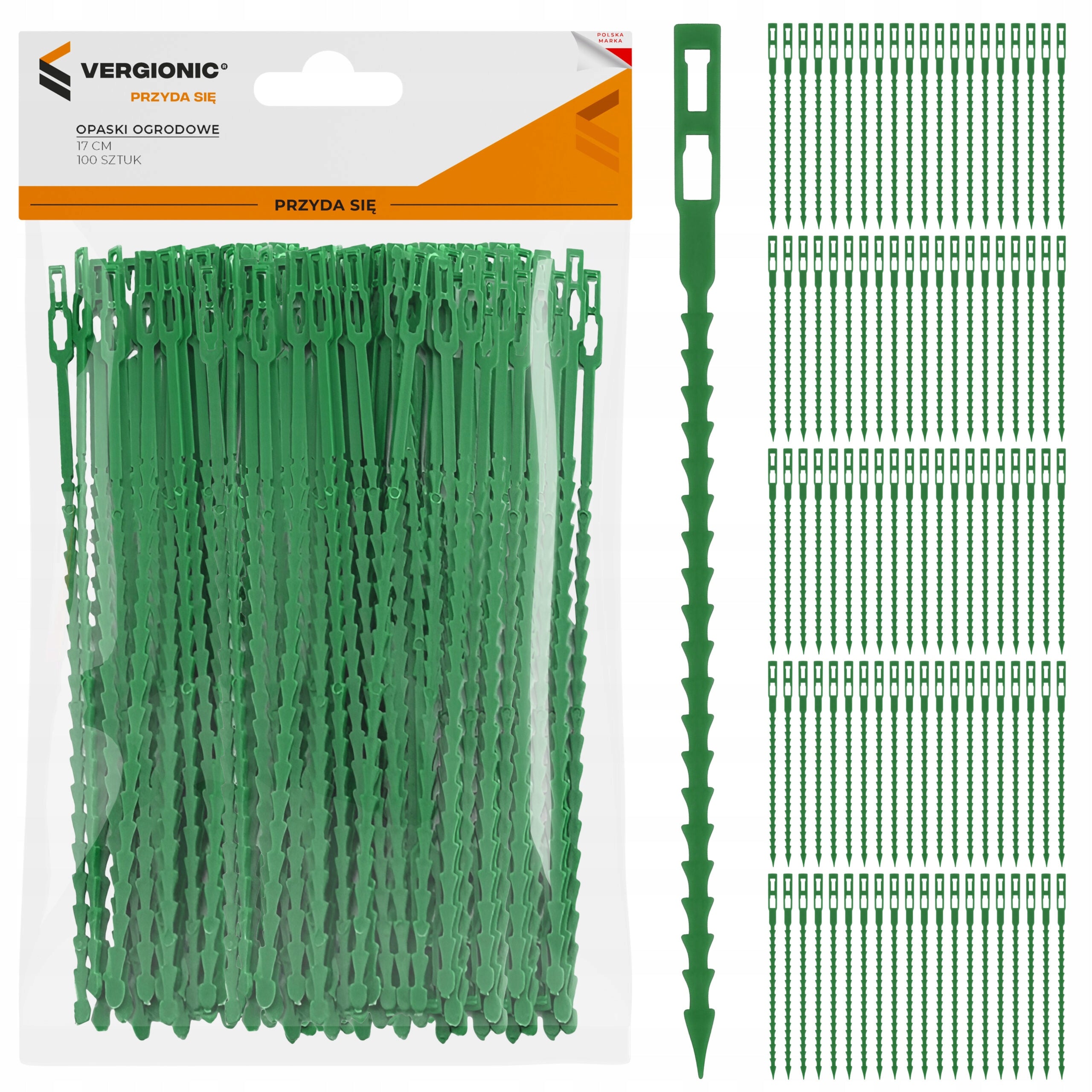 FLAT GARDEN BANDS FOR PLANT FASTENING GREEN BRANCHES 17 cm 100 pcs.
