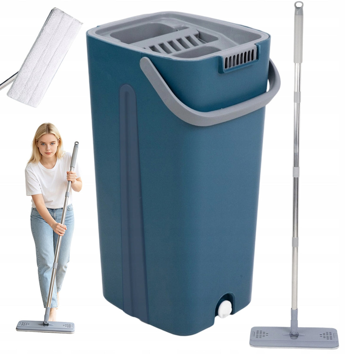FLAT MOP 2-CHAMBER SET 2 CARTRIDGES EASY TO CLEAN VERY ABSORBENT