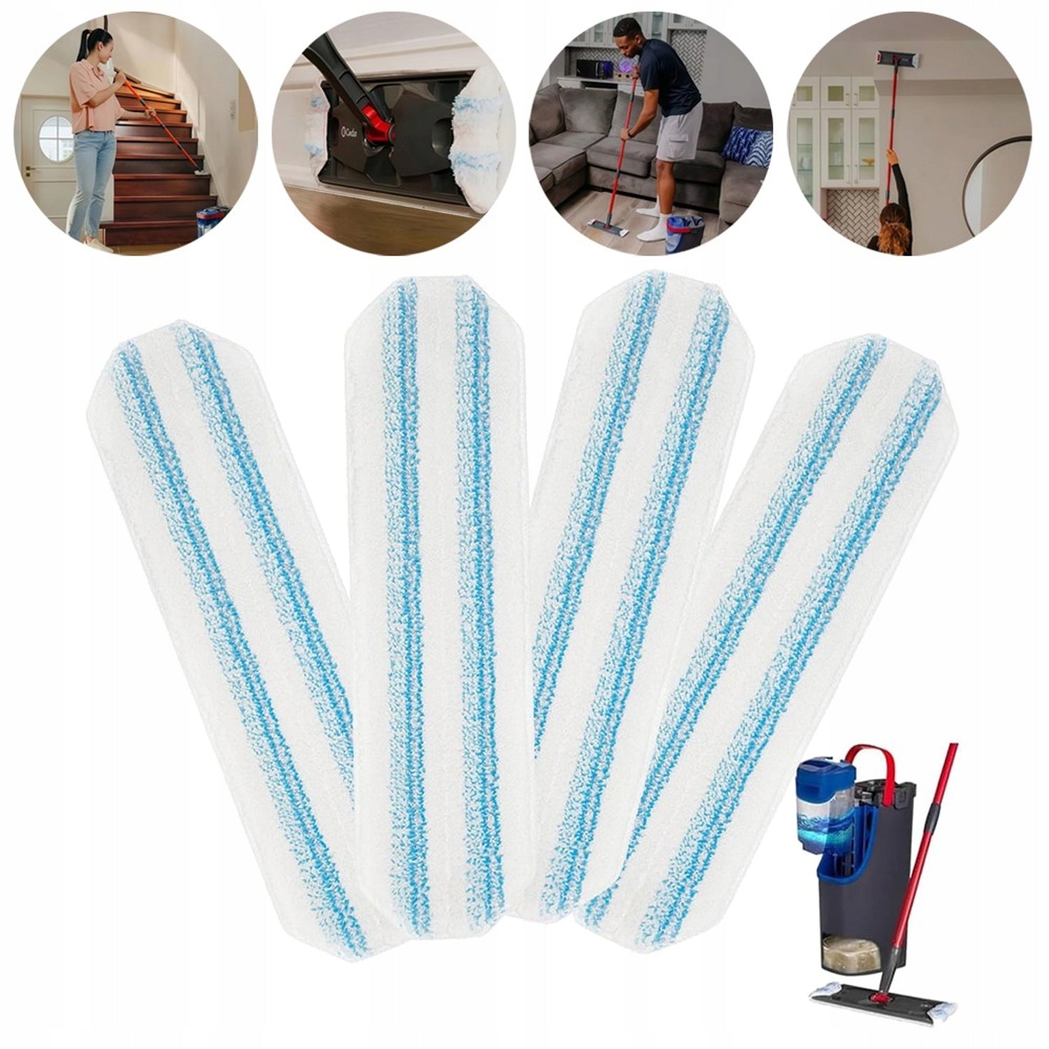 FLAT MOP CLOTHS CAN BE WASHED MICROFIBER FOR ALL FLOORS