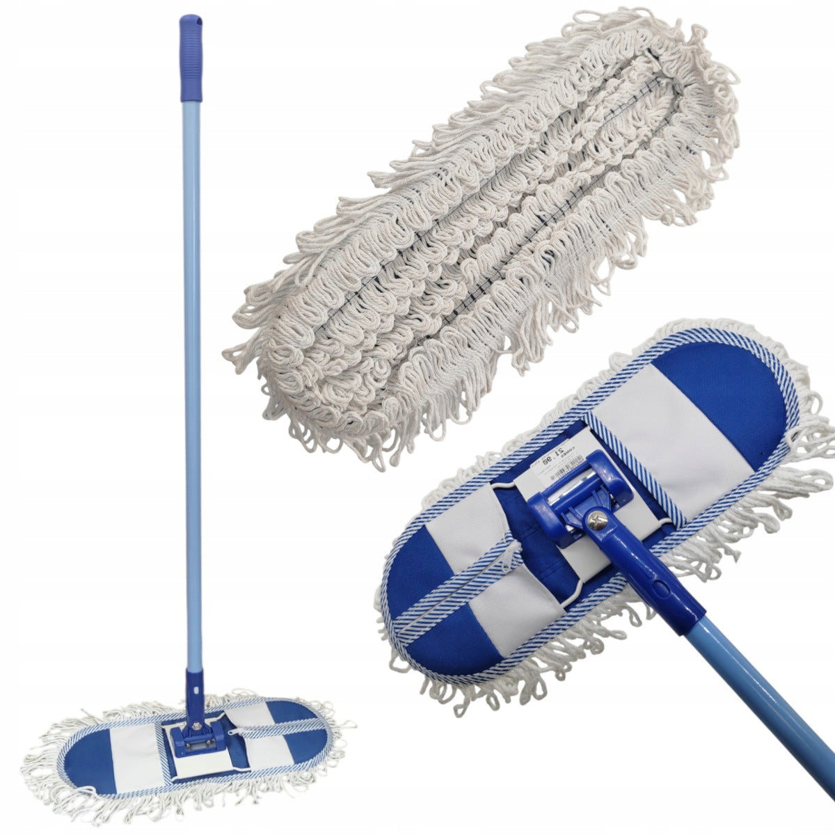 FLAT MOP INDUSTRIAL COTTON POCKETS PROFESSIONAL ABSORBENT 113 CM