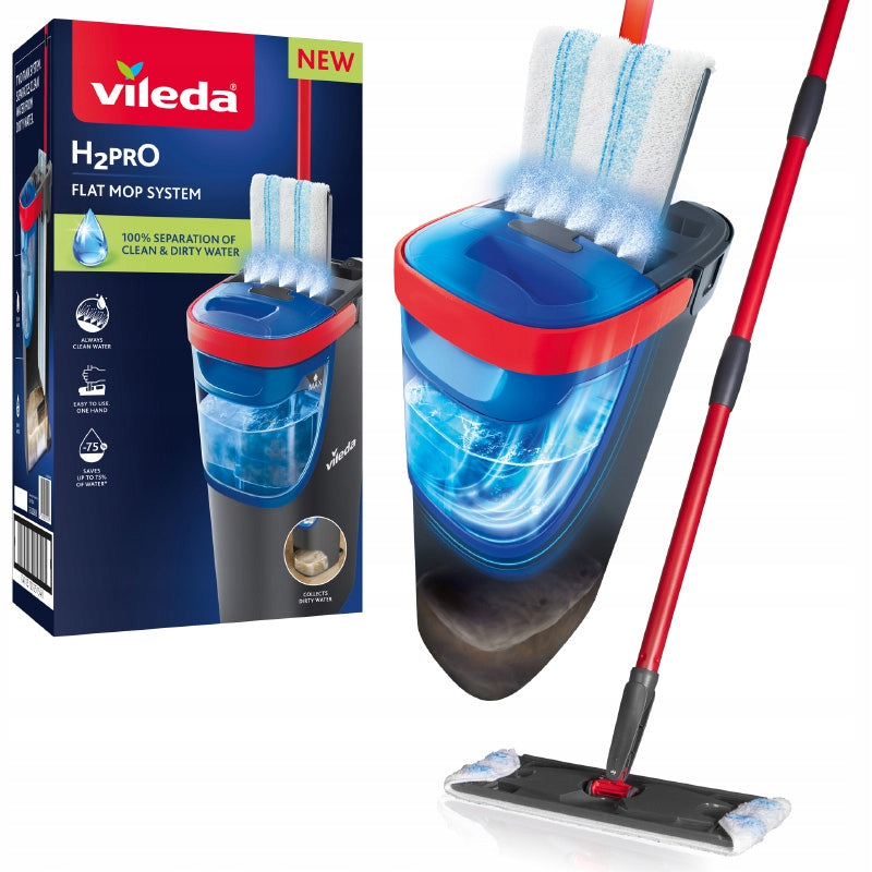 FLAT MOP VILEDA H2PRO TWO-CHAMBER WATER SEPARATION CLEAN DIRTY SET