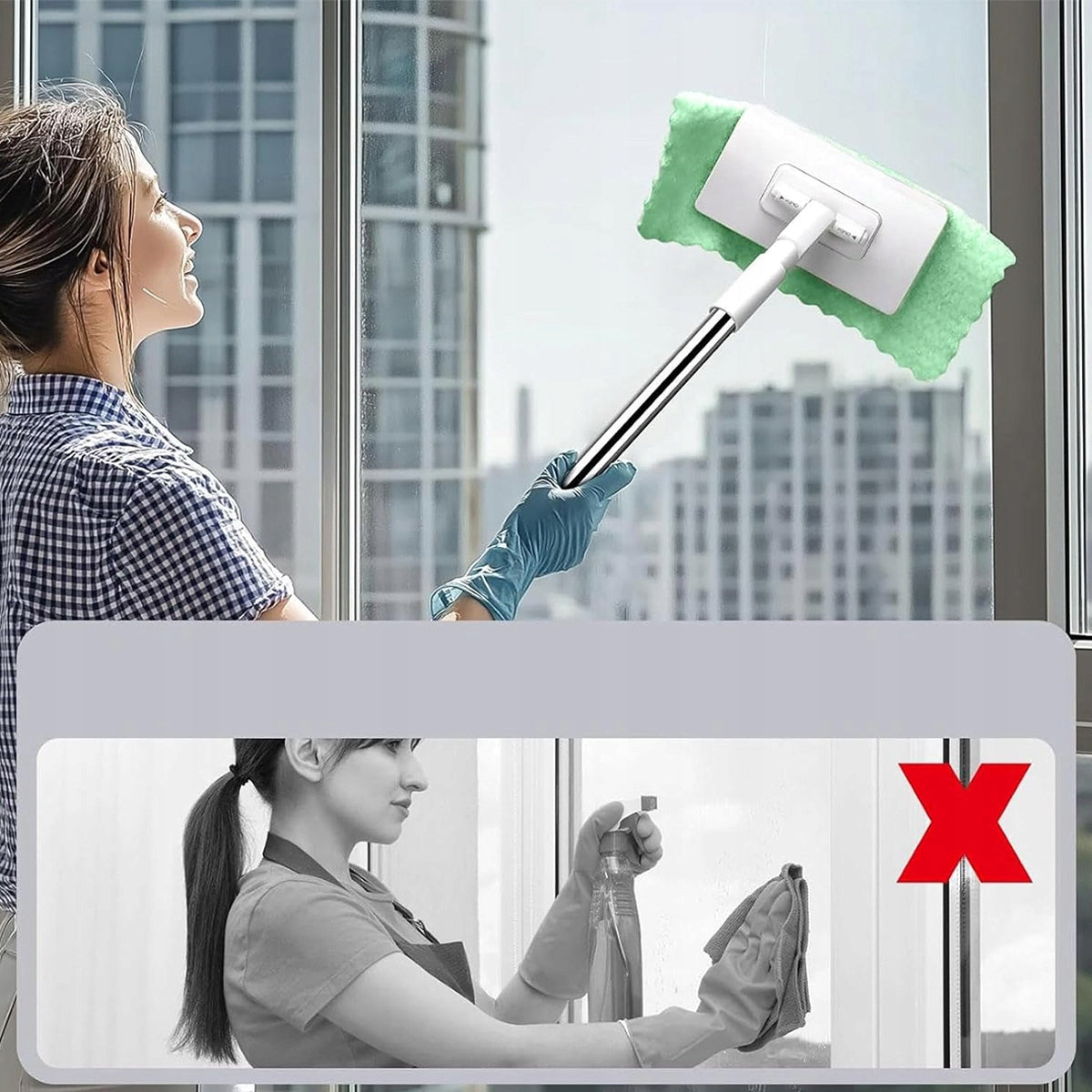 FLAT MOP WITH CLAMPING SYSTEM WITHOUT MANUAL WASHING 4/10 CLOTHS Manufacturer code 4058812924881