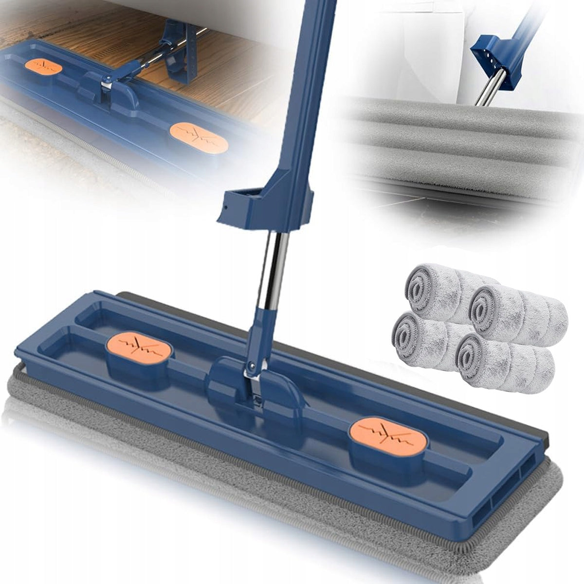 FLAT MOP WITH CLEANING SQUEEZER 360 SELF-PRESSING + 4X STOCK