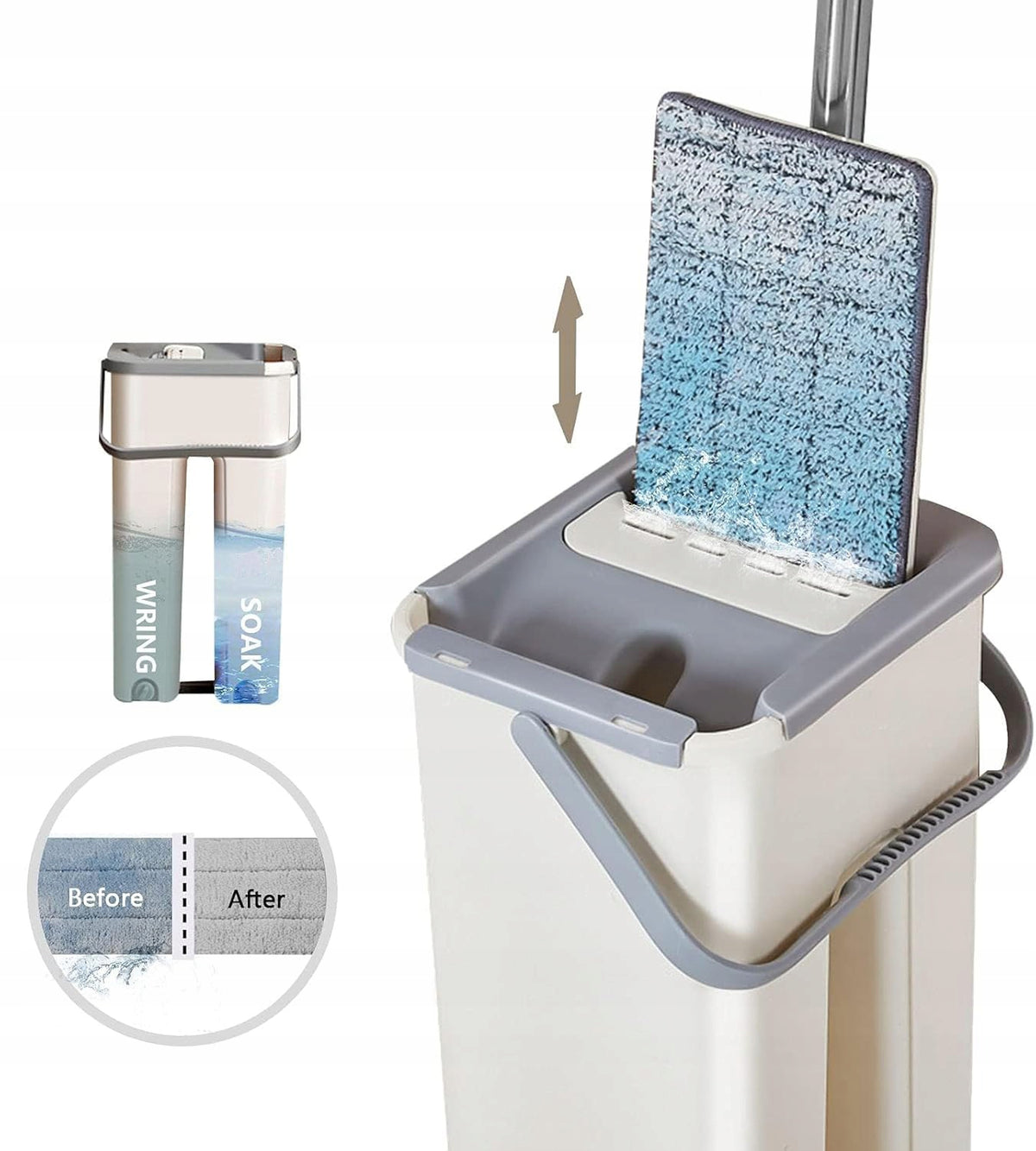 FLAT MOP WITH FLOOR SQUEEZER TWO-CHAMBER BUCKET 3 ABSORBENT CARTRIDGES Brand no brand