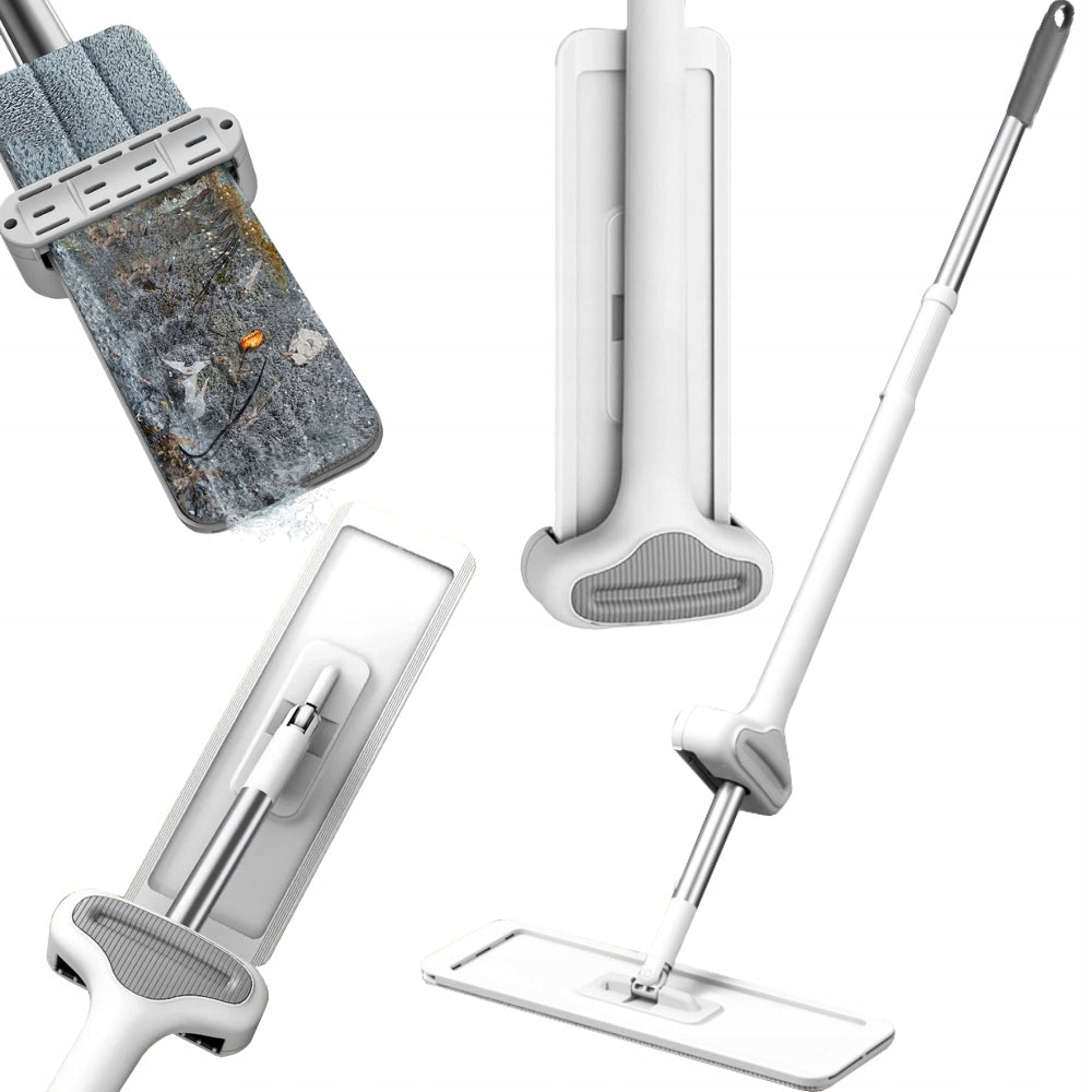 FLAT MOP WITH HAND SQUEEZER 125cm ABSORBENT FOLDING WIDE MIRCOFIBER