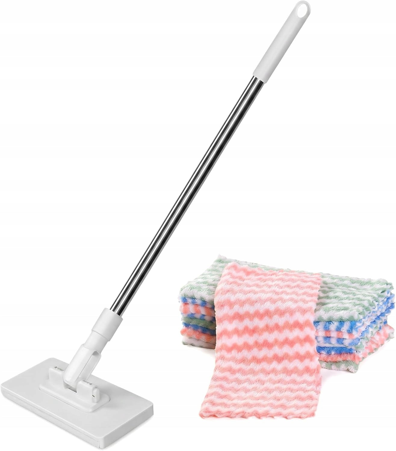 FLAT MOP WITH PRESSURE SYSTEM 5 MICROFIBER CLOTHS WITHOUT WASHING