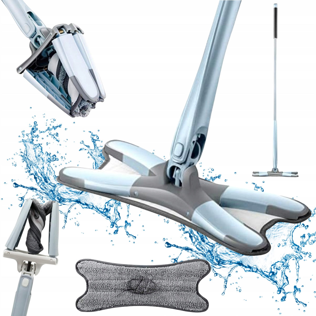 FLAT MOP WITH ROTARY SQUEEZER FOR FLOOR CLEANING MICROFIBER CARTRIDGE