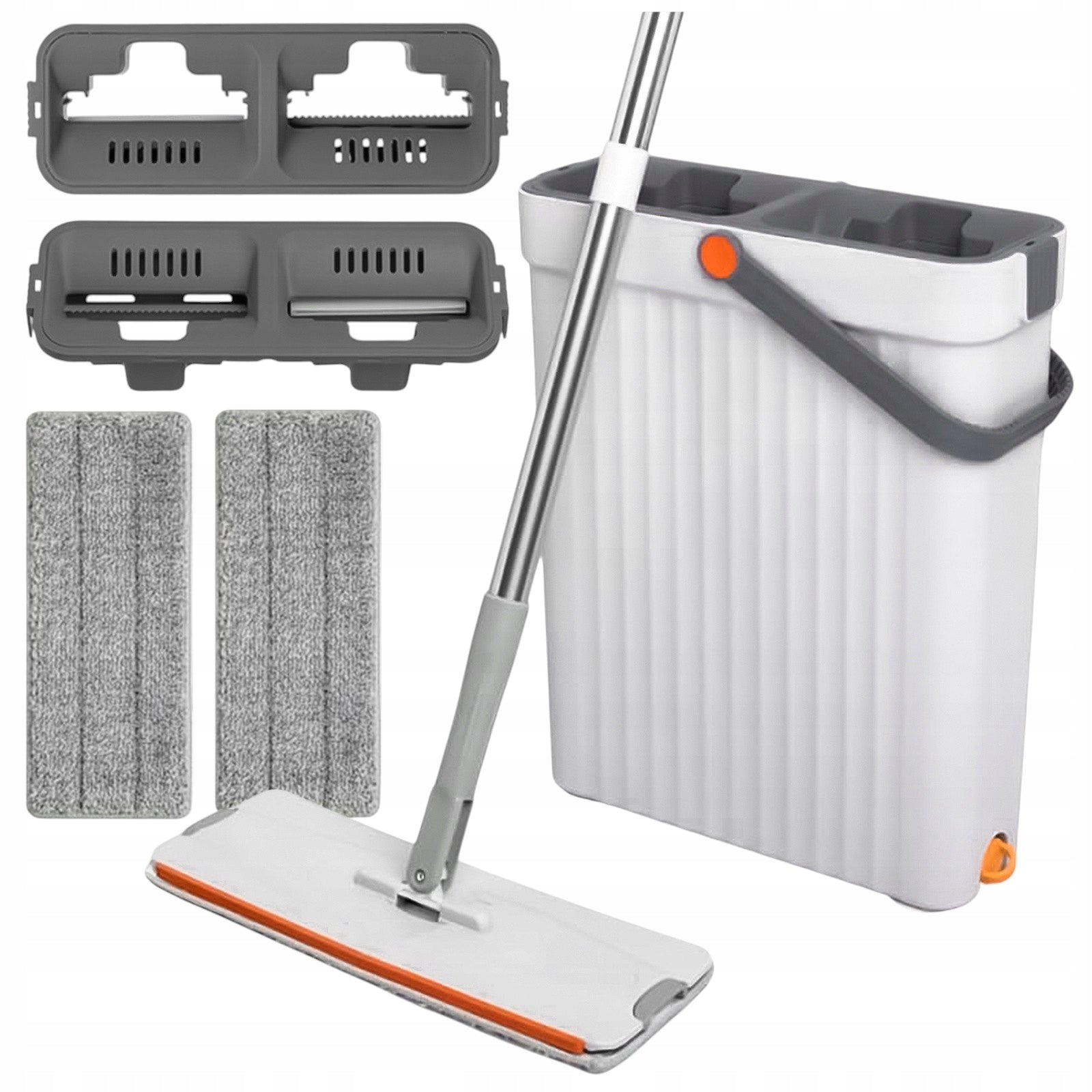FLAT MOP WITH SQUEEZER BUCKET TWO-CHAMBER 2 MICROFIBER INSERTS FOR PANELS P Packaging status original