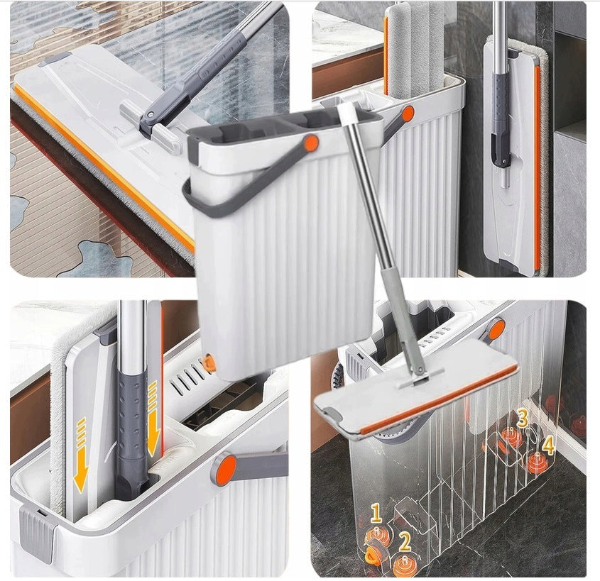 FLAT MOP WITH SQUEEZER WITH BUCKET TWO-CHAMBER BUCKET 4 CARTRIDGES Manufacturer code flat mop MOP FLAT