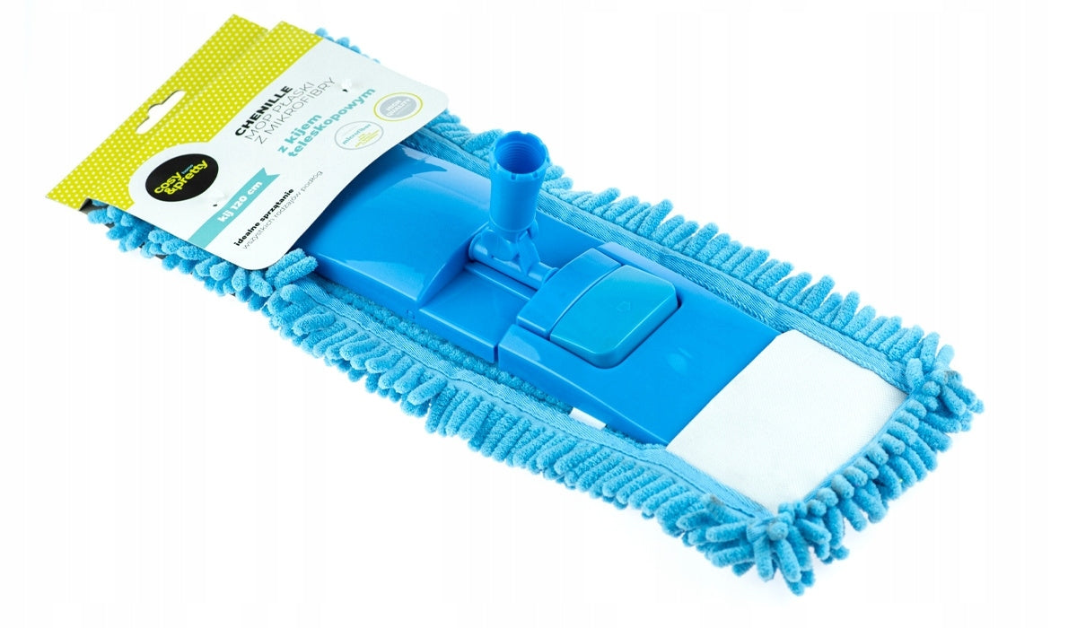 FLAT MOP WITH TELESCOPIC POLE MICROFIBER CHENILLE COLORS COSY & PRETTY