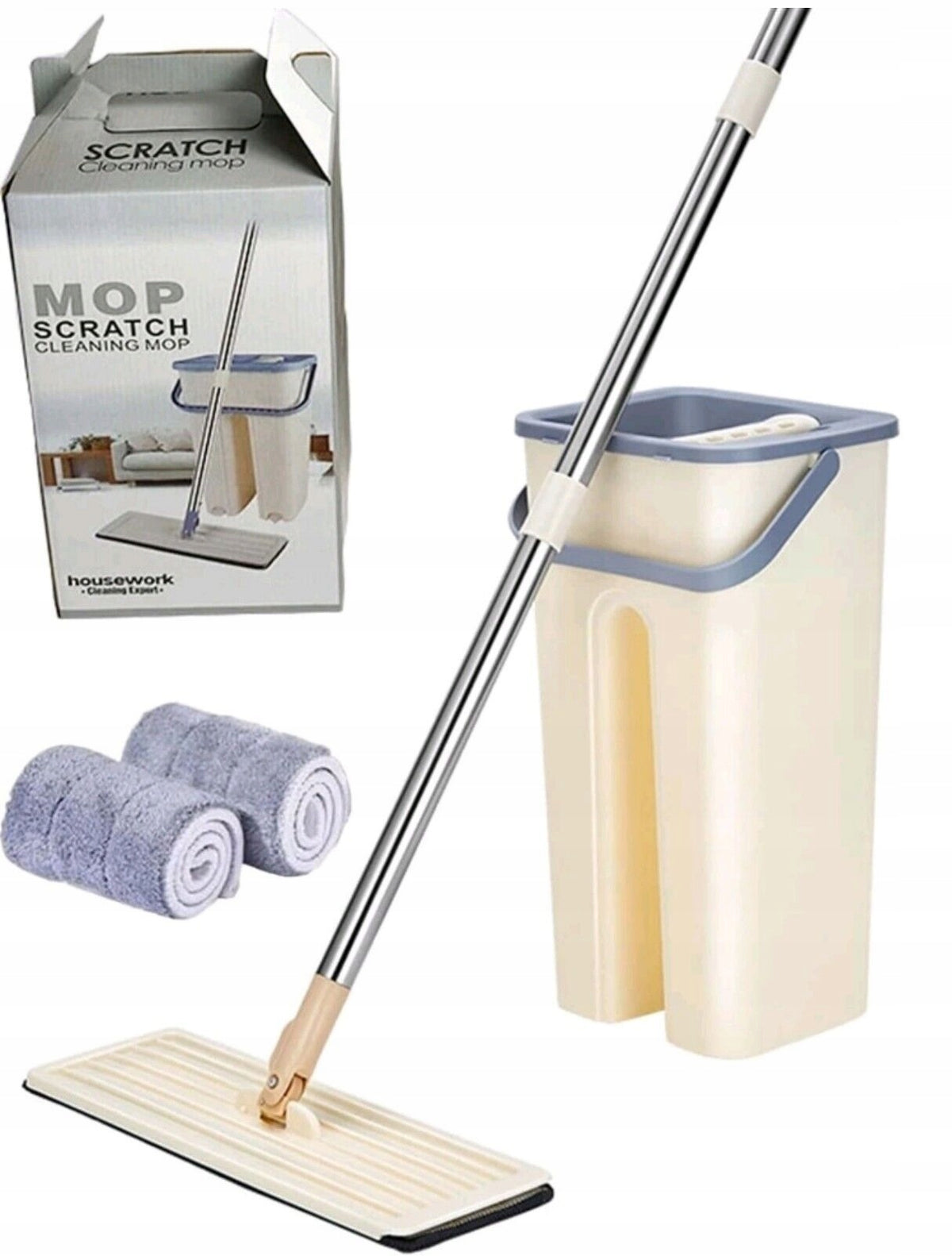 FLAT MOP WITH TWO-CHAMBER BUCKET SQUEEZER FOR FLOOR Brand no brand