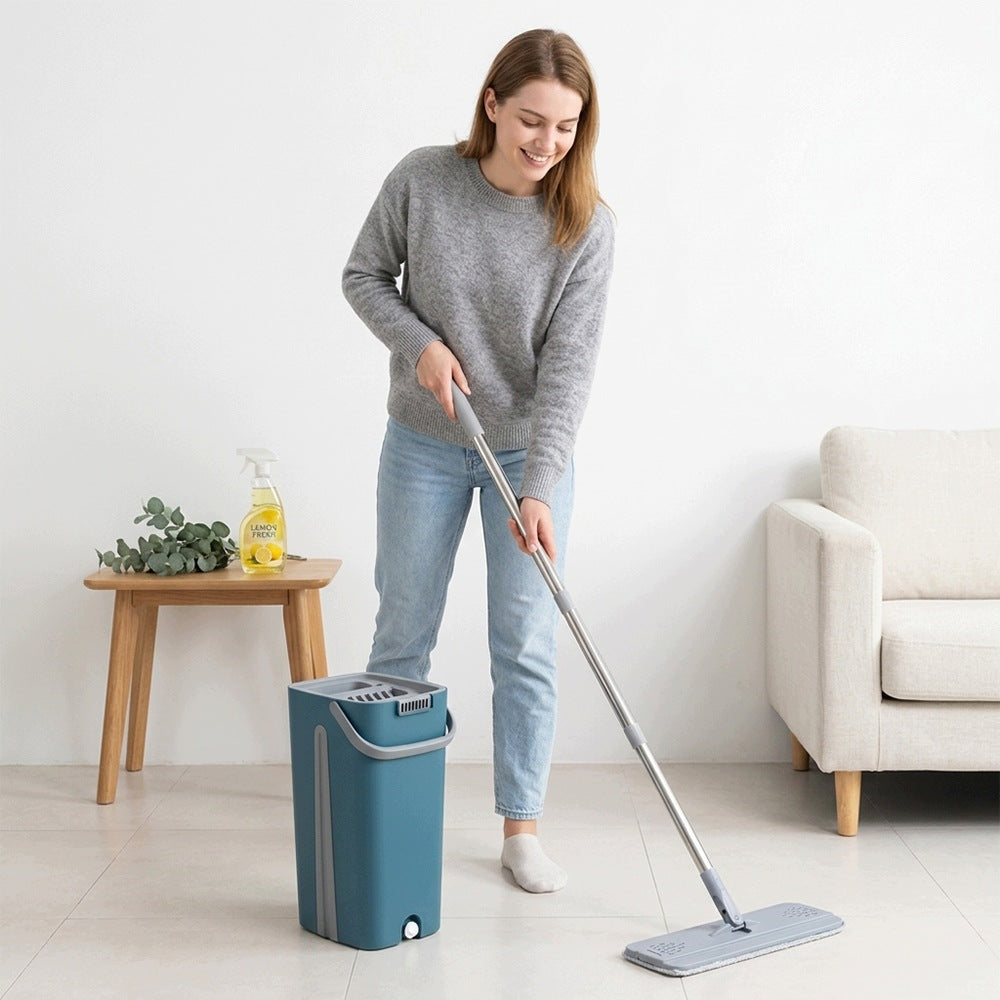 FLAT MOP WITH TWO-CHAMBER BUCKET SQUEEZER + MICROFIBER INSERTS SET Manufacturer code MOP OBROTOWY PŁASKI dsgvbf