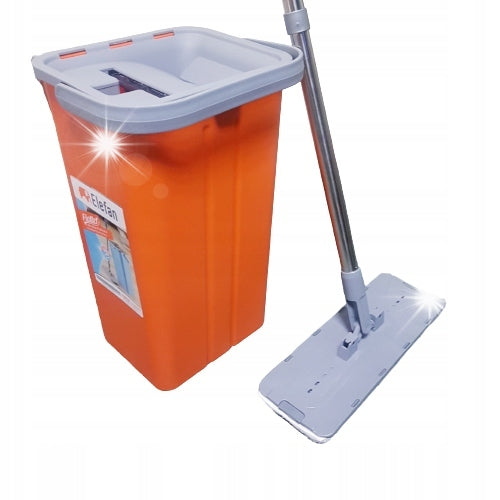 FLAT MOP WITH TWO-CHAMBER BUCKET SQUEEZER solid for home