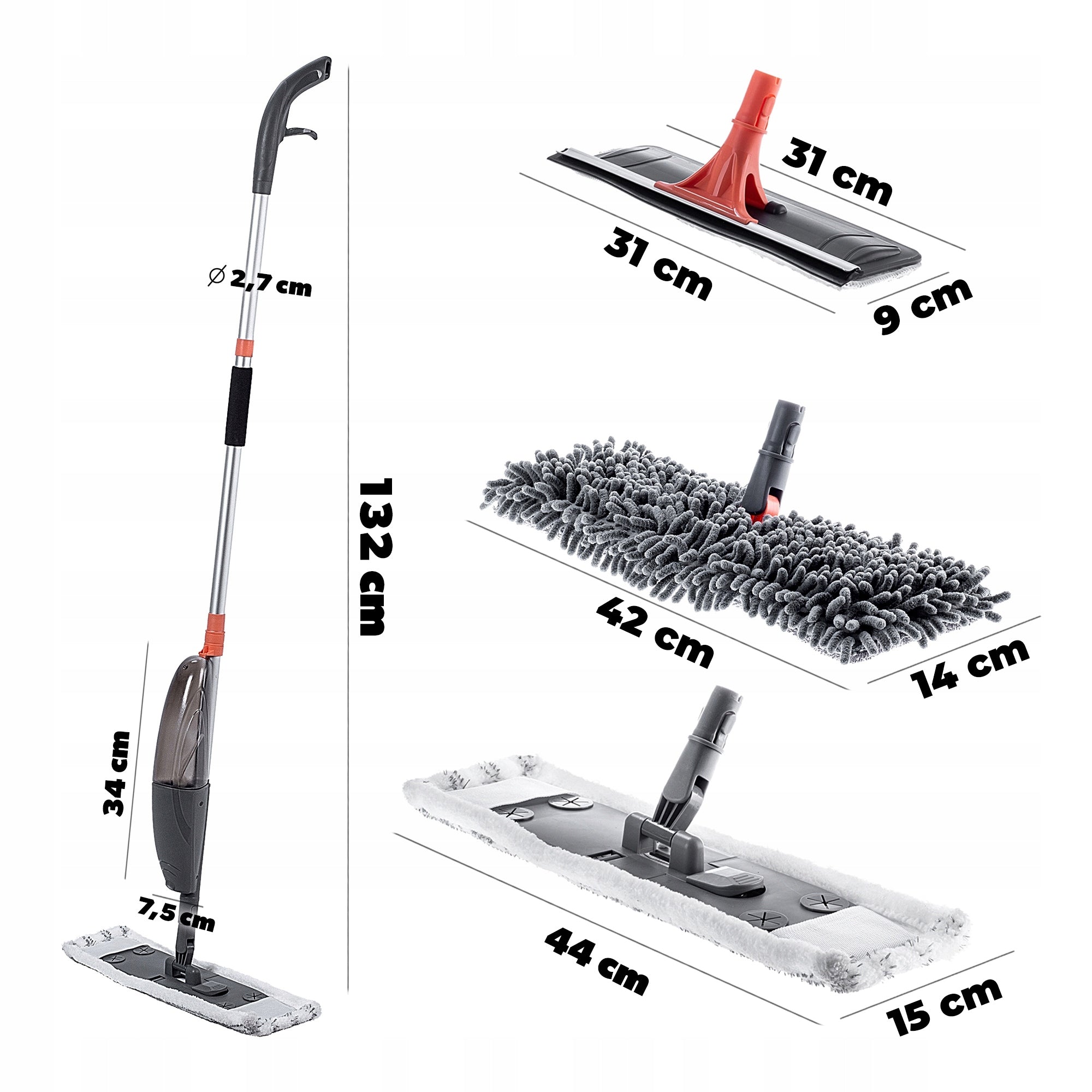 FLAT MOP WITH WASHER 3in1 ROTATING WASHER + 3x MOP CARTRIDGE SET Brand Kadax