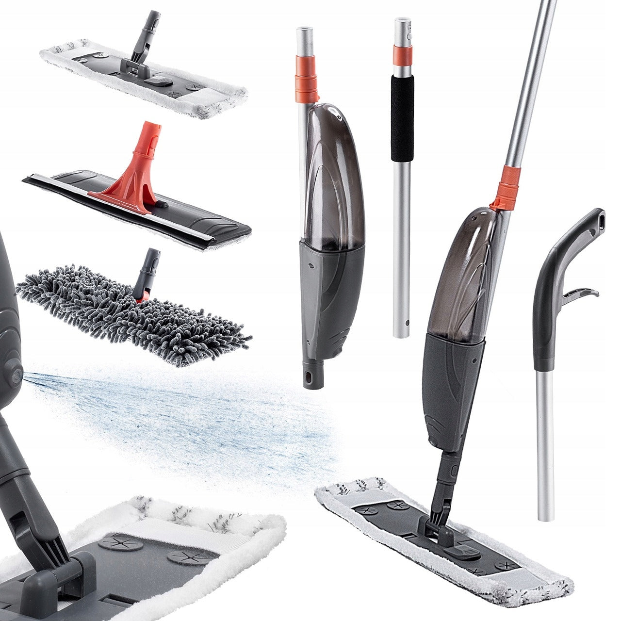 FLAT MOP WITH WASHER 3in1 ROTATING WASHER + 3x MOP CARTRIDGE SET