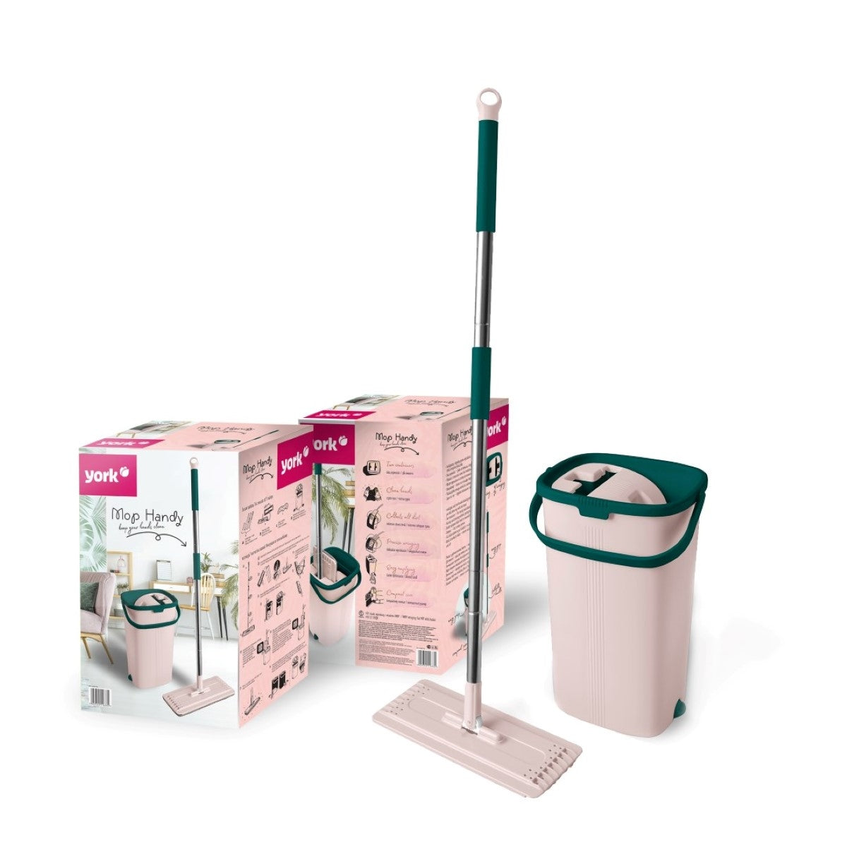 FLAT MOP YORK ROTARY WITH TWO-CHAMBER TELESCOPIC BUCKET FOR WASHING THE FLOOR Packaging status original