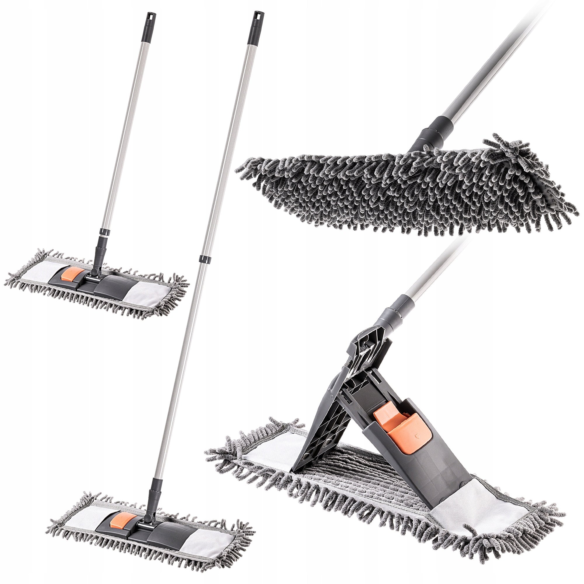 FLAT ROTARY MOP FOR FLOOR CLEANING CARTRIDGE 40 cm TELESCOPIC POLE MICROFIBER