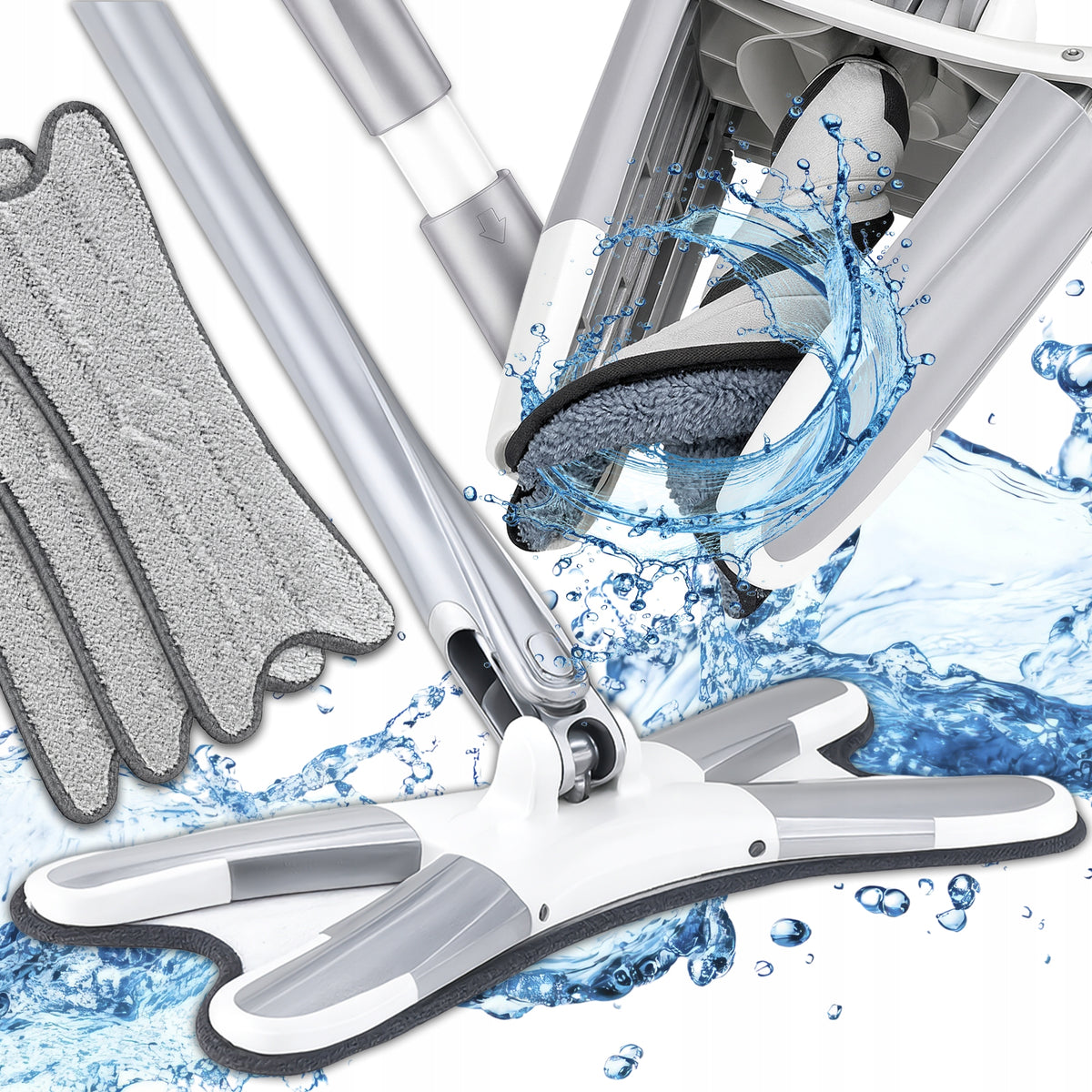 FLAT ROTARY MOP WITH FLOOR CLEANER CARTRIDGE MICROFIBER CARTRIDGE XL