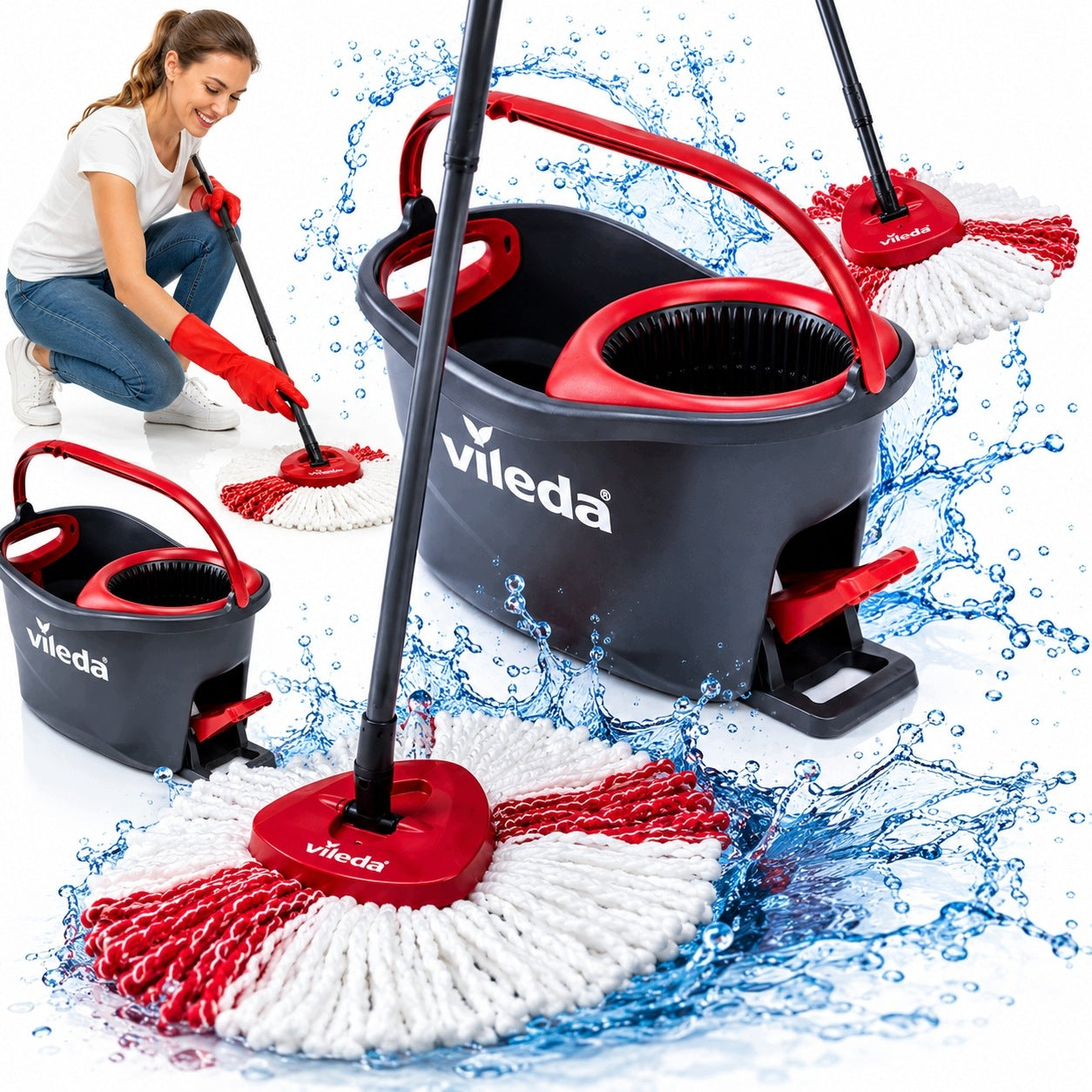 FLAT ROTARY MOP XL WITH BUCKET SQUEEZER XXL SET LARGE BUCKET