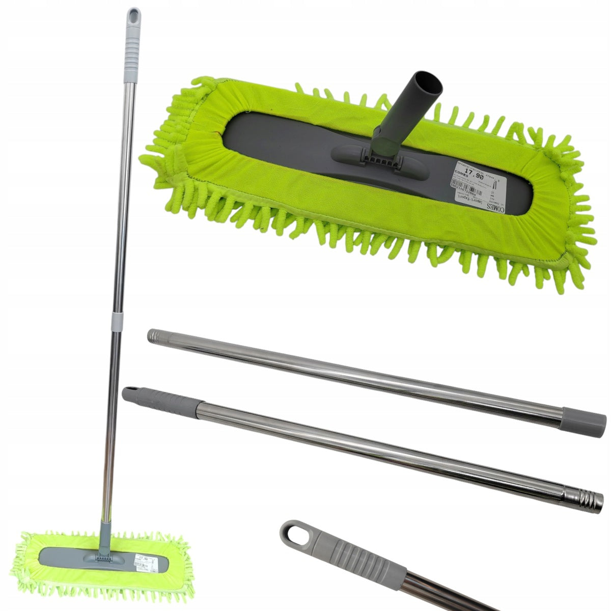 FLAT TWISTED MOP FOR FLOOR CLEANING + MICROFIBER LARGE 113 CM