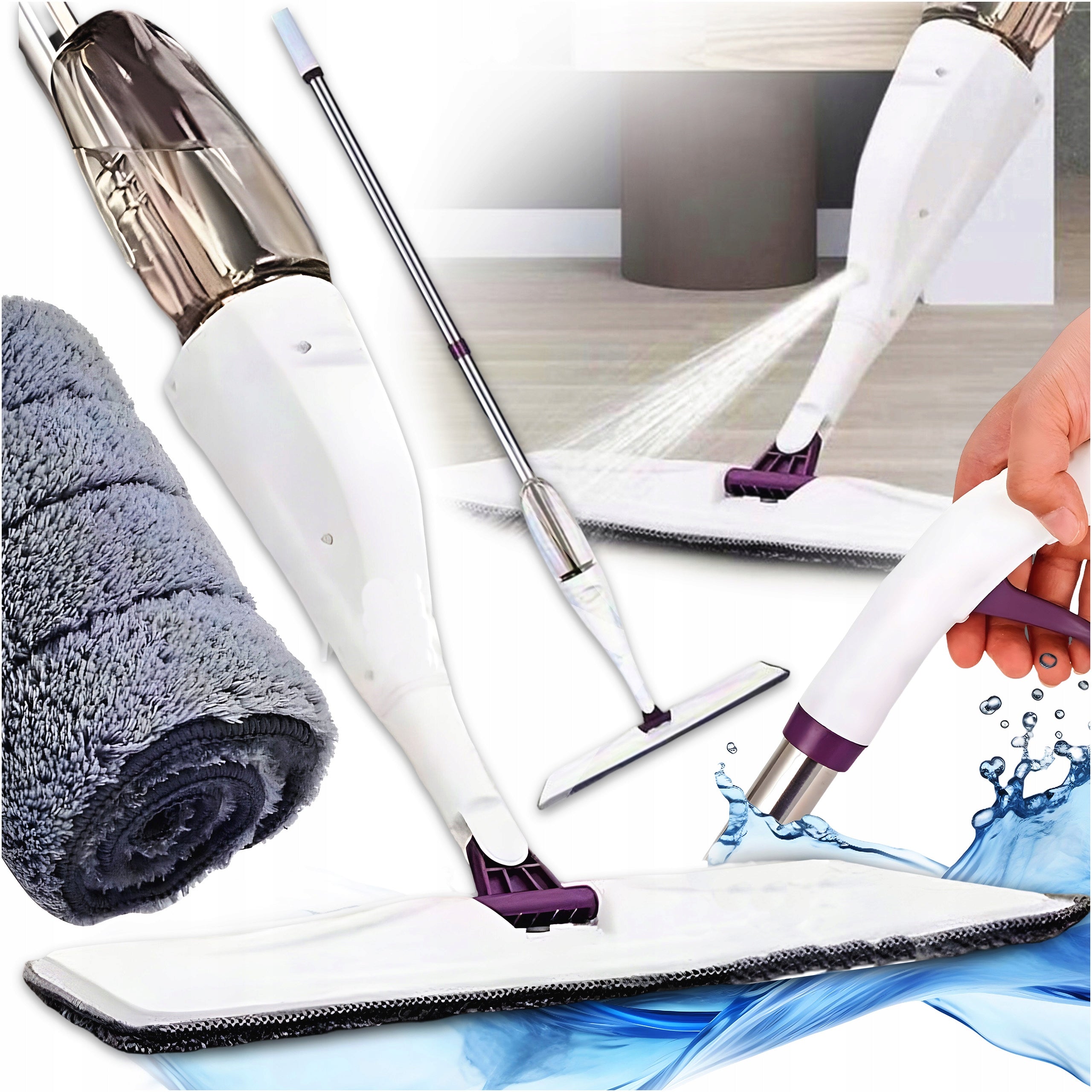 FLAT WASHER MOP FOR FLOOR CLEANING + MICROFIBER COVER INSERT